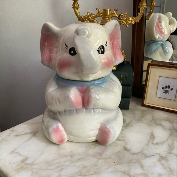 RARE Vintage 50s Baby Cute Elephant Cookie Jar Canister Disney Dumbo Era - Picture 1 of 10